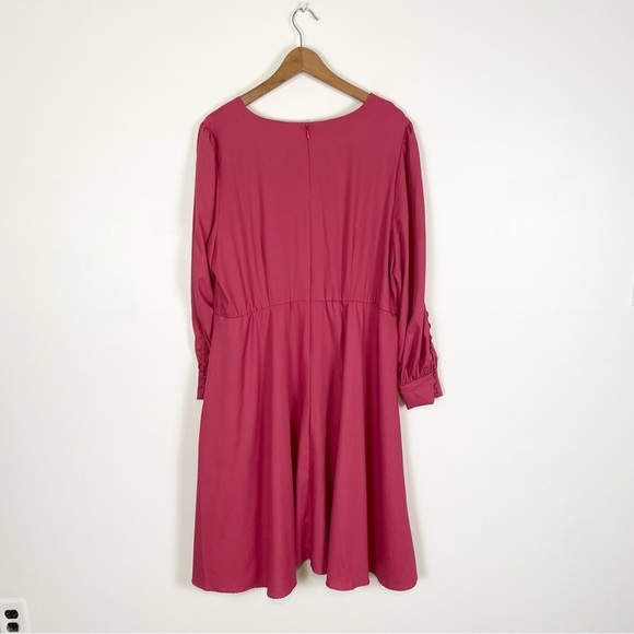 Eloquii Barbie Pink Bishops Long Sleeve Midi Dress Size 18 A Line - Picture 2 of 13